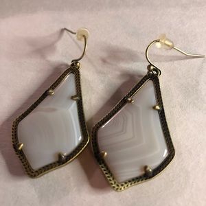 Kendra Scott White Agate Brass Alex Earrings